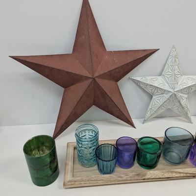 Metal Star Wall Decor Tray & Candle Holders