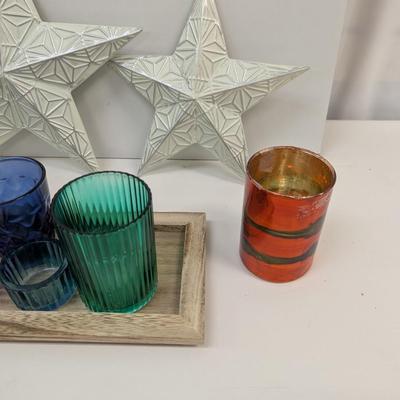 Metal Star Wall Decor Tray & Candle Holders