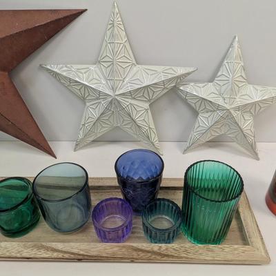Metal Star Wall Decor Tray & Candle Holders