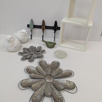 Flower Frog Shadow Boxes Flower Wall Decor & Leaf Coat Hanger