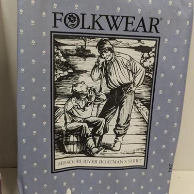 Vintage 1970's Folkwear Sewing Pattern Costume Kinsale Cloak With Hood & Missouri River Boatman's Shirt