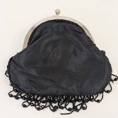 BIJOUX TERNER Black Beaded Sequin Small Purse Evening Bag