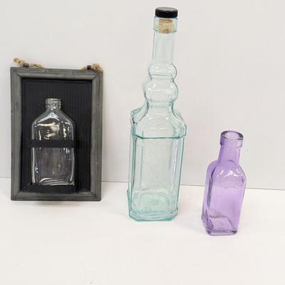 Purple Bottle Wooden Hanging Base Vatreria Etrusca Green Tint Glass Bottle