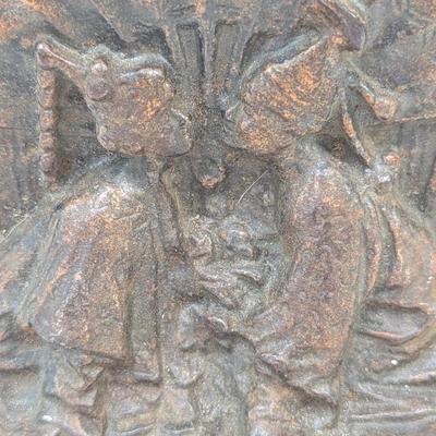 Vintage Solid Bronze Asian Chinese Couple Kissing 4" Bookend