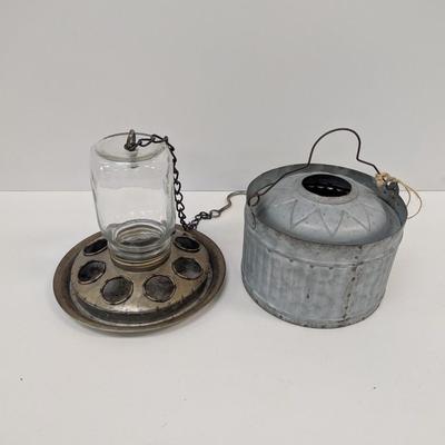 Glass & Metal Chicken Feeders