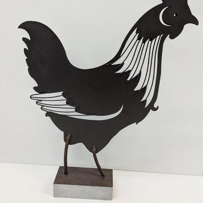 23" Tall Metal Artsy Hen On Stand Figurine