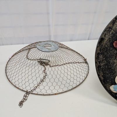 Metal Deck Railing Table Metal Tray & Wire Baskets With Hole