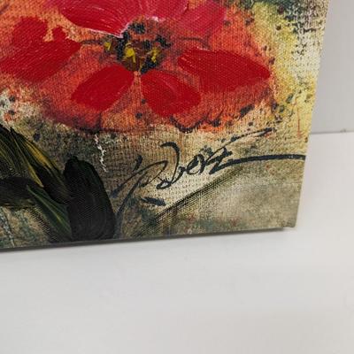 Floral Painting On Canvas Signed 27 1/2" x 19 3/4"