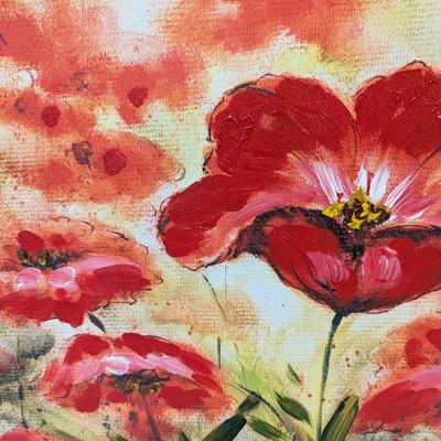 Floral Painting On Canvas Signed 27 1/2" x 19 3/4"