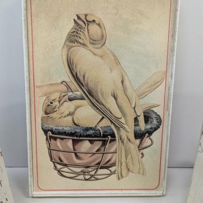 Sale Photo Thumbnail #2628: Canary Birds In Basket & Egg/Nest Decor