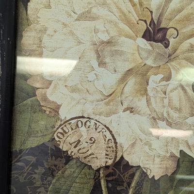 Framed 18" x 18" Flower With Butterfly Art