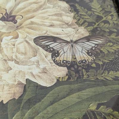 Framed 18" x 18" Flower With Butterfly Art