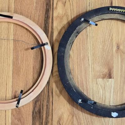 Gold Gilt Wood Round Frame and Dark Stain Round Wood Frame