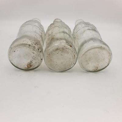 Lot of Vintage Coca-Cola: Set of 4 Glass Soda Pop Bottles (Green - Rockville Ind Indiana, Clear), Set of 4 Red And Black Checkered...