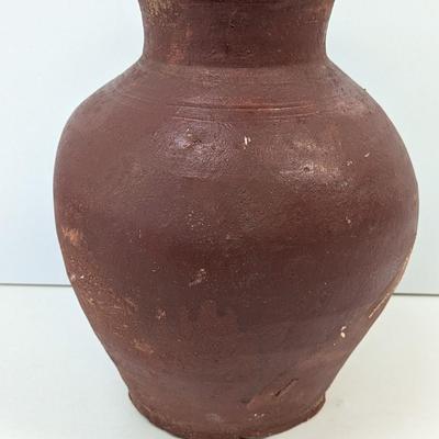 Vintage Clay Pot Flat On One Side With Drainage Hole