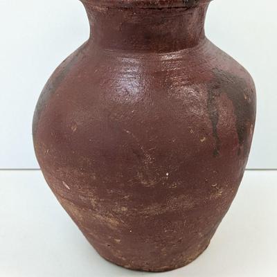 Vintage Clay Pot Flat On One Side With Drainage Hole