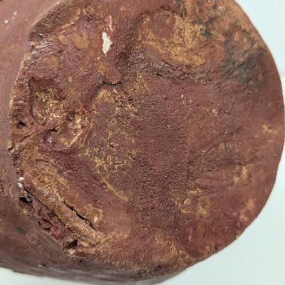 Vintage Clay Pot Flat On One Side With Drainage Hole