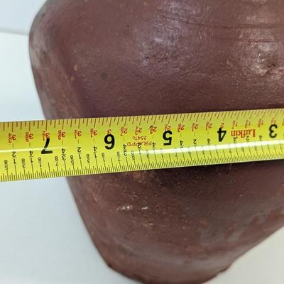 Vintage Clay Pot Flat On One Side With Drainage Hole