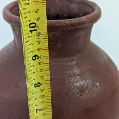 Vintage Clay Pot Flat On One Side With Drainage Hole