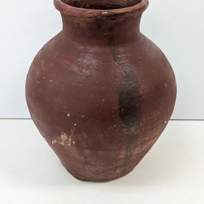 Vintage Clay Pot Flat On One Side With Drainage Hole