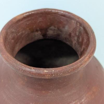 Vintage Clay Pot Flat On One Side With Drainage Hole