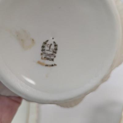 Lenox USA Symphony Scalloped Oval Bowl & Footed Candy Dish 24K Edges
