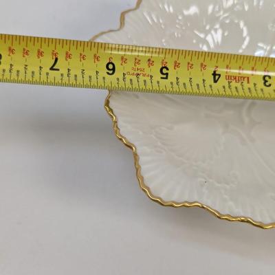Lenox USA Symphony Scalloped Oval Bowl & Footed Candy Dish 24K Edges
