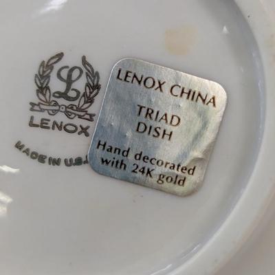 Lenox USA Triangle Bowl & Westbury Punch Out Design Bowl 24K Edges