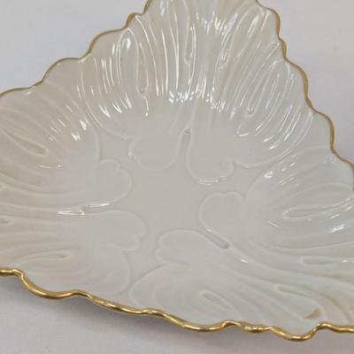 Lenox USA Triangle Bowl & Westbury Punch Out Design Bowl 24K Edges