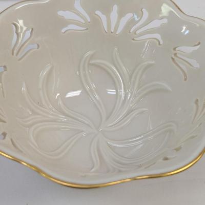 Lenox USA Triangle Bowl & Westbury Punch Out Design Bowl 24K Edges