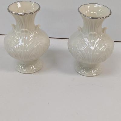 Lenox USA Special Leaf Bud Vase With Silver Edges