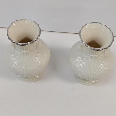 Lenox USA Special Leaf Bud Vase With Silver Edges