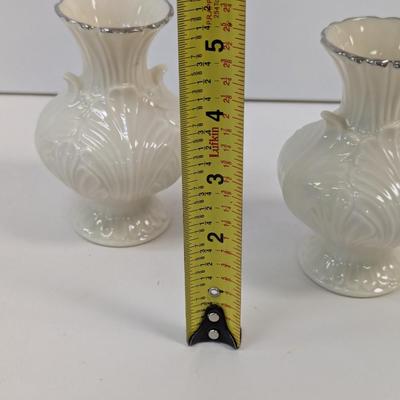 Lenox USA Special Leaf Bud Vase With Silver Edges