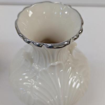 Lenox USA Special Leaf Bud Vase With Silver Edges