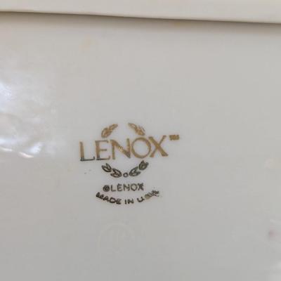 Lenox USA Greenwich Mint Tray & Pierced Trinket Dish 24K Edges