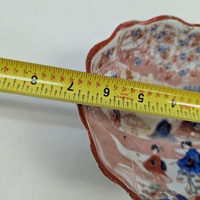 Vintage Japanese Hand Painted Berry Strainer Bowl