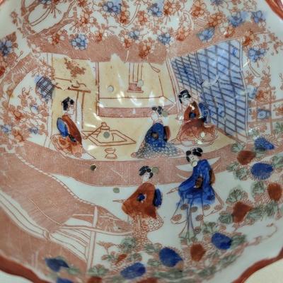 Vintage Japanese Hand Painted Berry Strainer Bowl