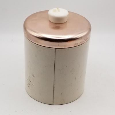 Lot of 4 Misc Vintage Tea and Coffee Canisters - Metal, Chrome Copper, Aluminum, Plastic - Ransburg Masterware Kromex - Some Sold As-Is