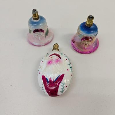 Vintage Santa & Bells Christmas Light Bulbs