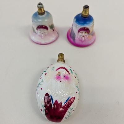 Vintage Santa & Bells Christmas Light Bulbs