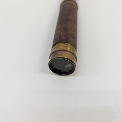 Antique Leather Wrapped Brass Nautical Telescope