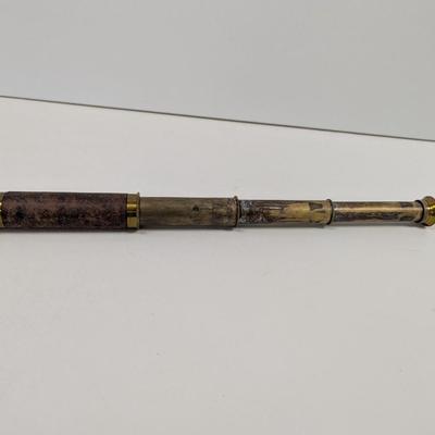 Antique Leather Wrapped Brass Nautical Telescope
