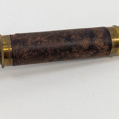 Sale Photo Thumbnail #2718: Antique Leather Wrapped Brass Nautical Telescope