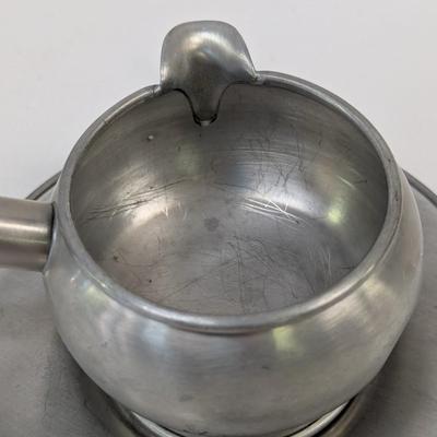 Marked Vintage Pewter Gravy Bowl With Saucer