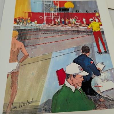 Jim Woodend Set Of 8 Vintage Sport Prints