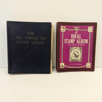The All American Stamp Album & Ideal Stamp Album Contains A Few Stamps