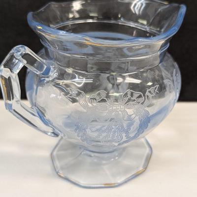 Etched Cambridge Glass Ice Sugar & Creamer Set