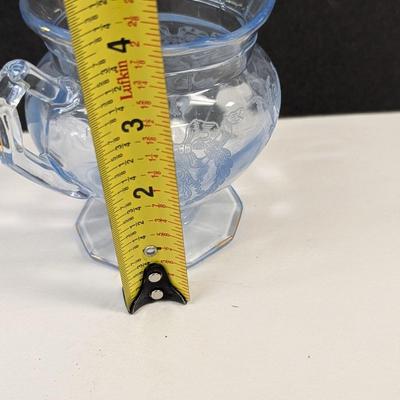Etched Cambridge Glass Ice Sugar & Creamer Set