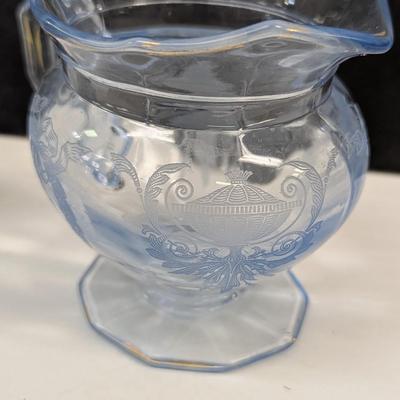 Etched Cambridge Glass Ice Sugar & Creamer Set