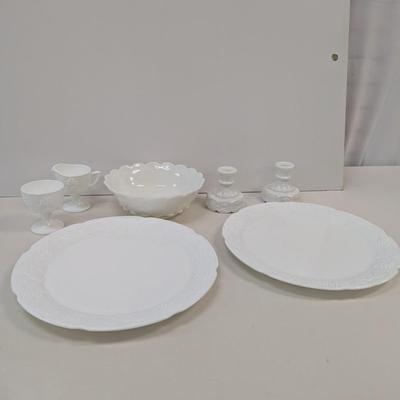 Vintage Westmoreland Milk Glass Dishes Serving